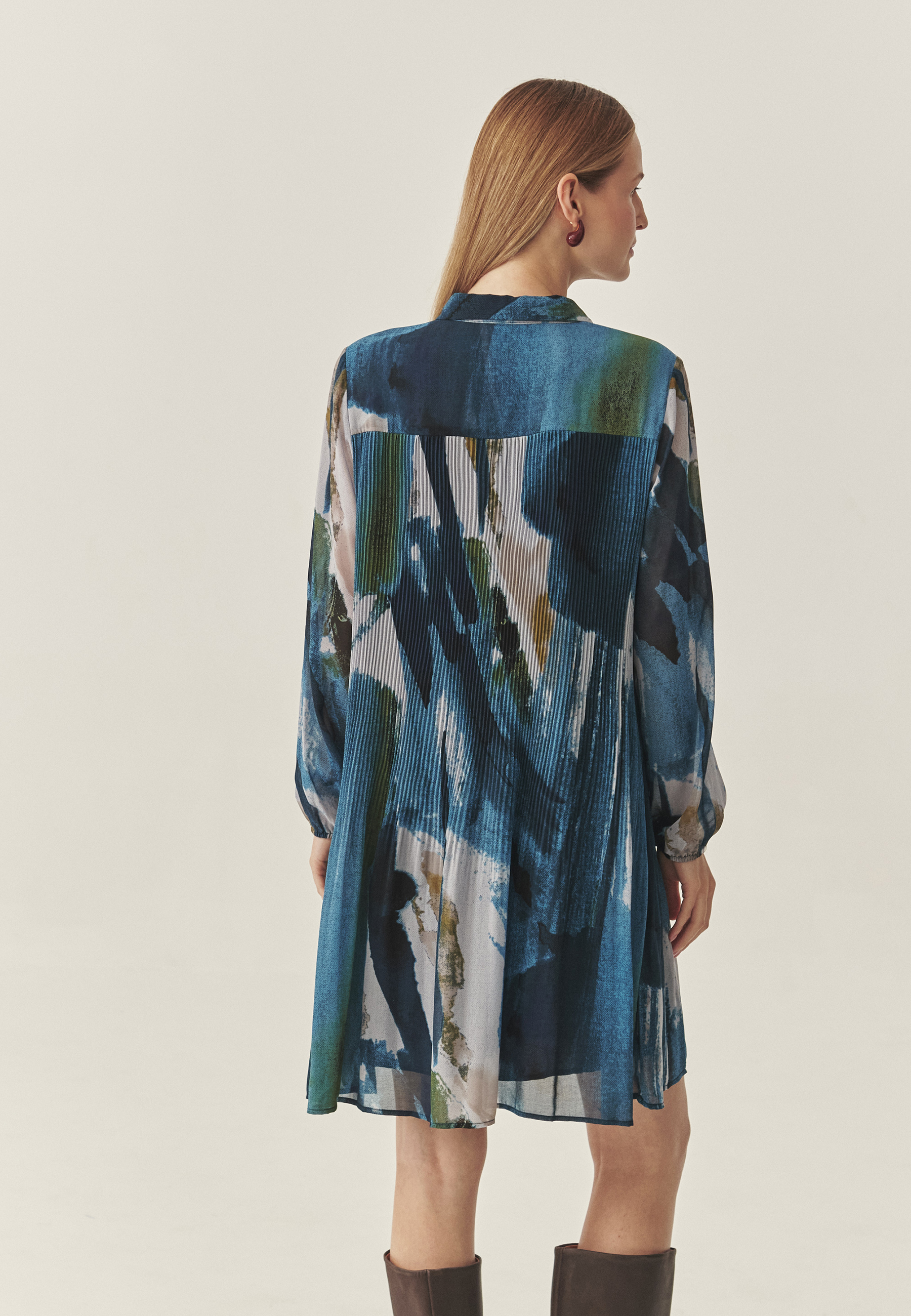 ROCHIE CU MODEL DIN ȚESĂTURĂ, CU CROIALĂ TIP CĂMAȘĂ - ENNIS MULTICOLOR 2