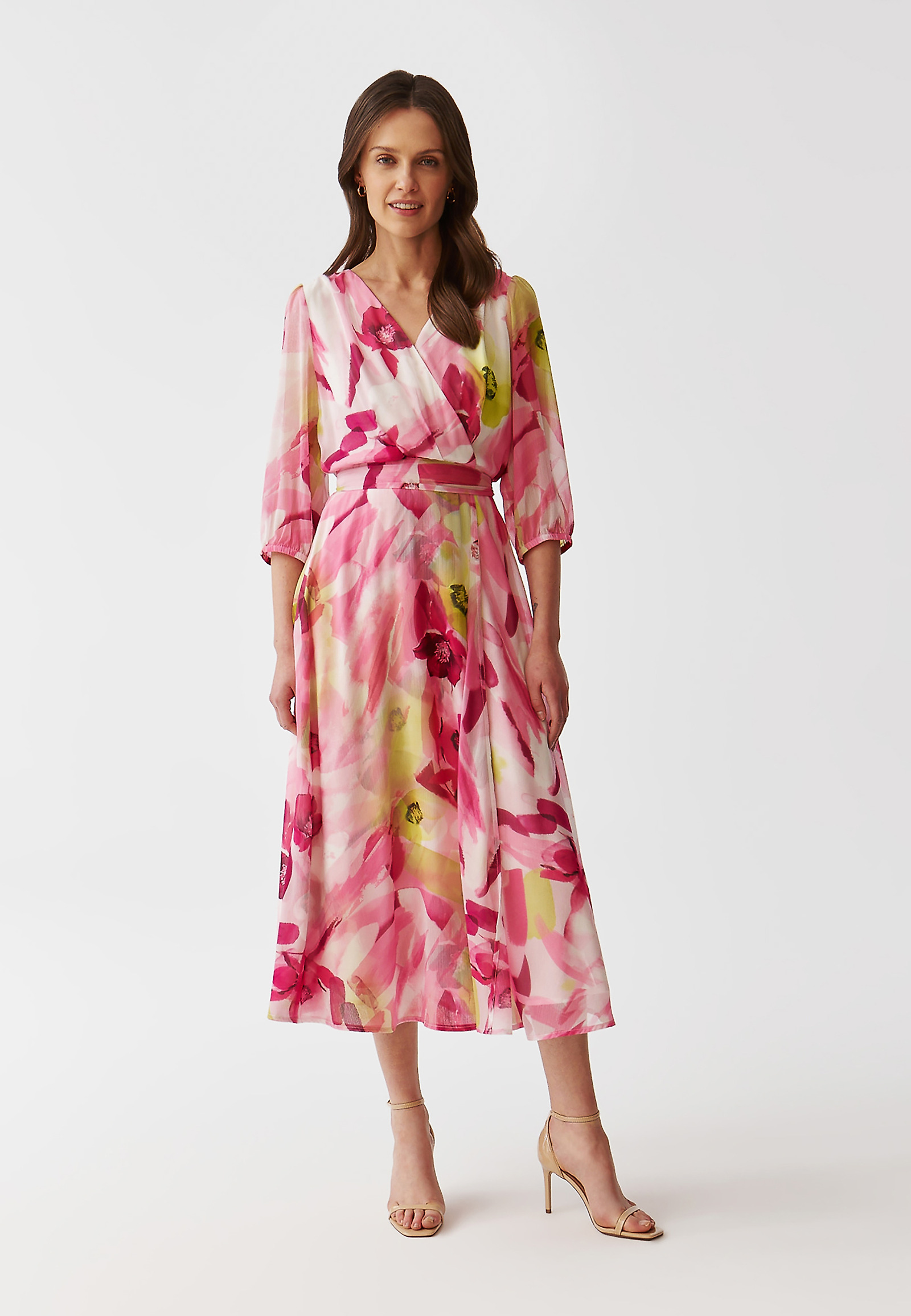LADIES’ MIDI CHIFFON FLORAL DRESS - DONTRI LADIES’ MIDI CHIFFON FLORAL DRESS - DONTRI MULTICOLOR 96525