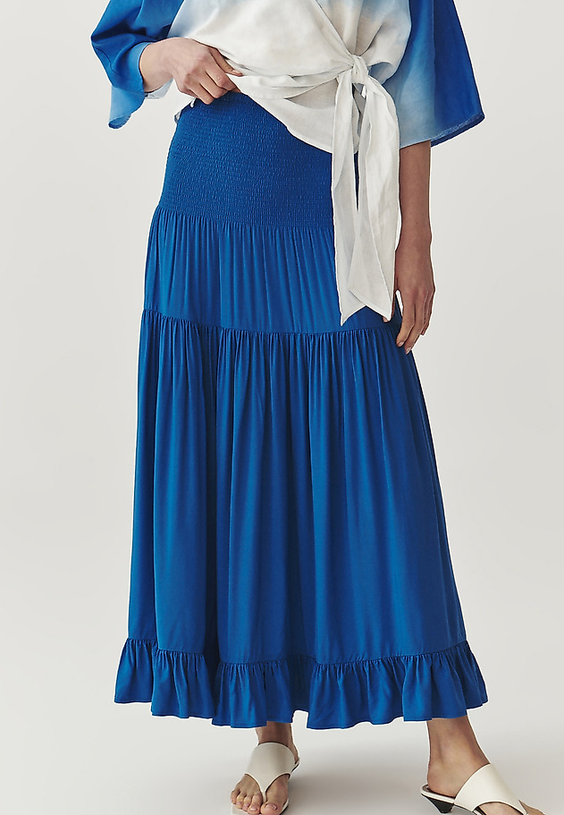 LADIES’ MAXI SKIRT WITH A FRILL - EFIA 2 LADIES’ MAXI SKIRT WITH A FRILL - EFIA 2 NIEBIESKI 2