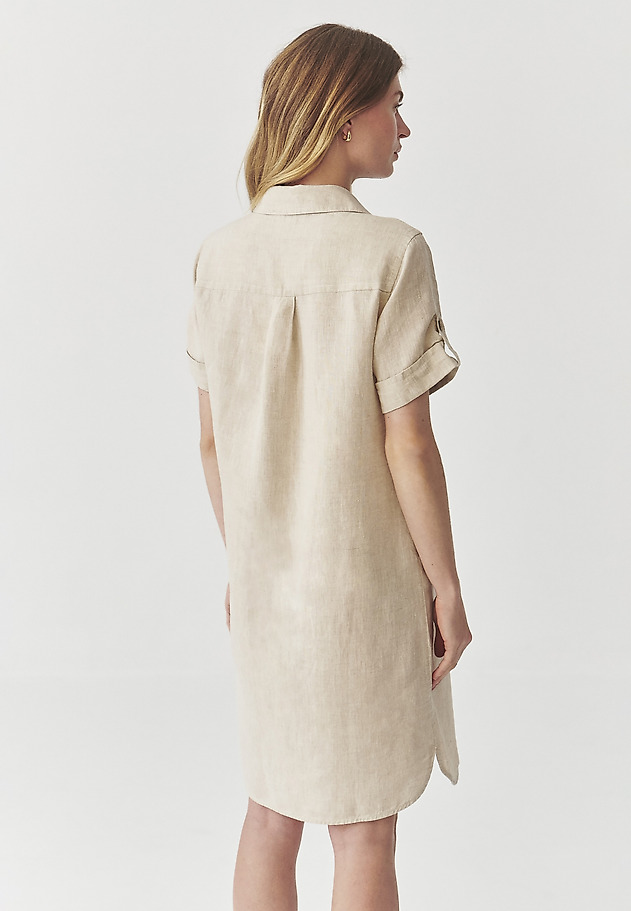 LADIES’ LINEN BUTTONED DRESS WITH SHORT SLEEVES - ZALWA LADIES’ LINEN BUTTONED DRESS WITH SHORT SLEEVES - ZALWA BEIGE 4