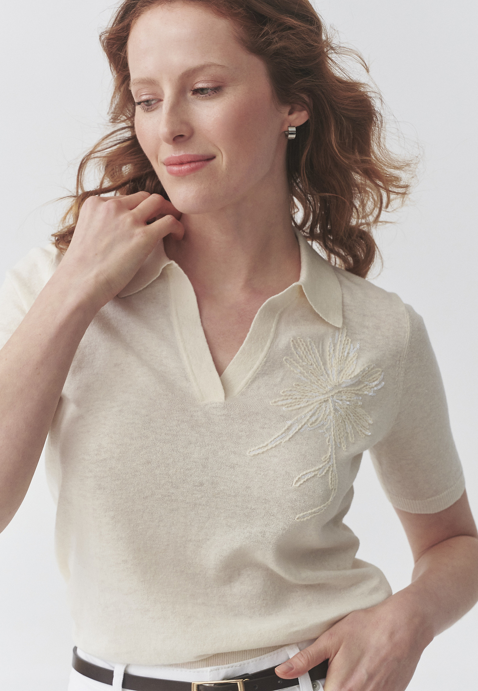 COTTON/LINEN BLOUSE WITH FLORAL PATTERN - LOR COTTON/LINEN BLOUSE WITH FLORAL PATTERN - LOR BEIGE 106633