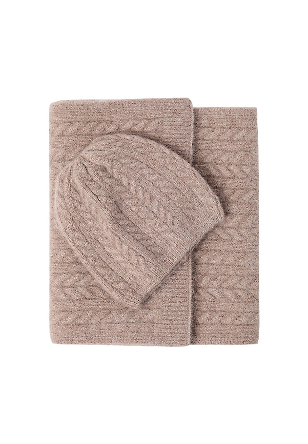 LADIES' KNITTED BEANIE WITH PLAID PATTERN — TOPIKA LADIES' KNITTED BEANIE WITH PLAID PATTERN — TOPIKA BEŻOWY 4