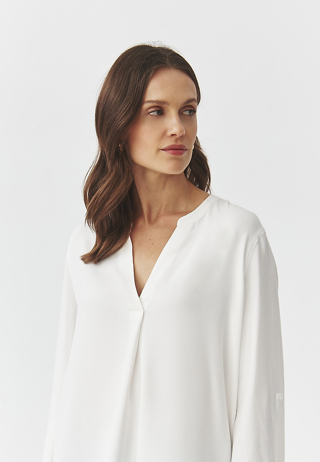 BLUZA IZ VISKOZE Z ZAVIHANIMI ROKAVI - ZAO BLUZA IZ VISKOZE Z ZAVIHANIMI ROKAVI - ZAO ECRU 1