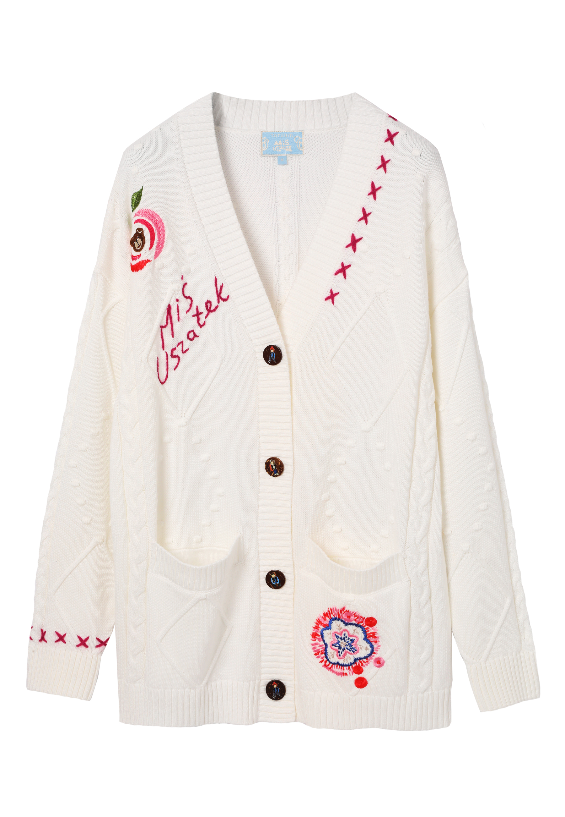 HAFTOWANY KARDIGAN Z BAWEŁNĄ - SLAVA BEŻOWY 2