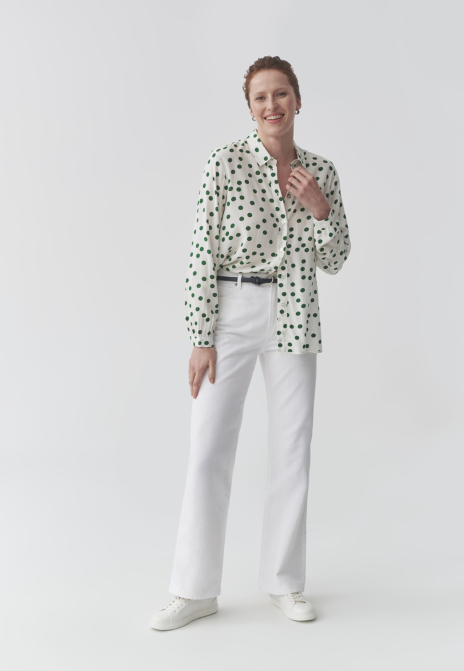VISCOSE SHIRT WITH GREEN POLKA DOTS - DOTTA VISCOSE SHIRT WITH GREEN POLKA DOTS - DOTTA MULTICOLOR 106646