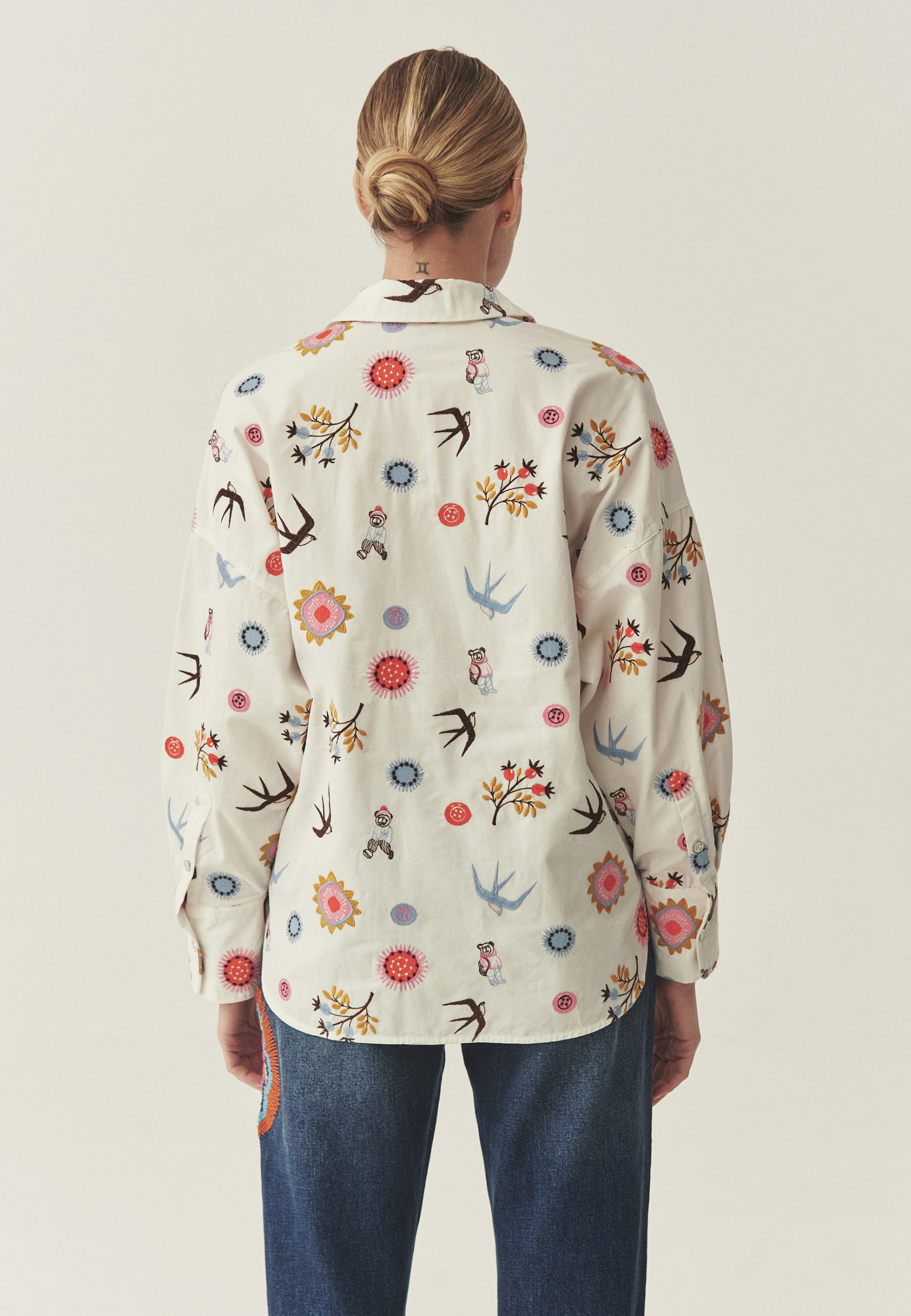 HAFTOWANA KOSZULA Z BAWEŁNĄ - NAMI BEŻOWY 2