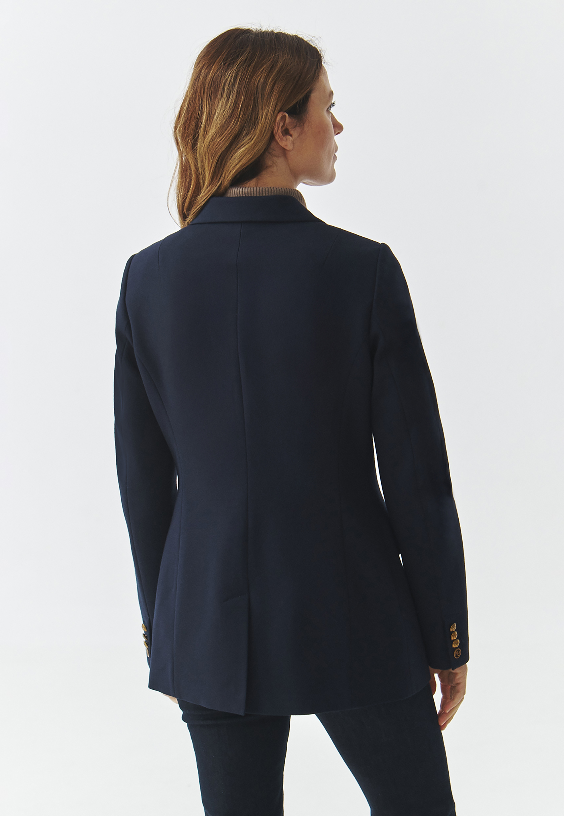 DZIANINOWY DWURZĘDOWY ŻAKIET DAMSKI — ADAMIA GRANATOWY 2