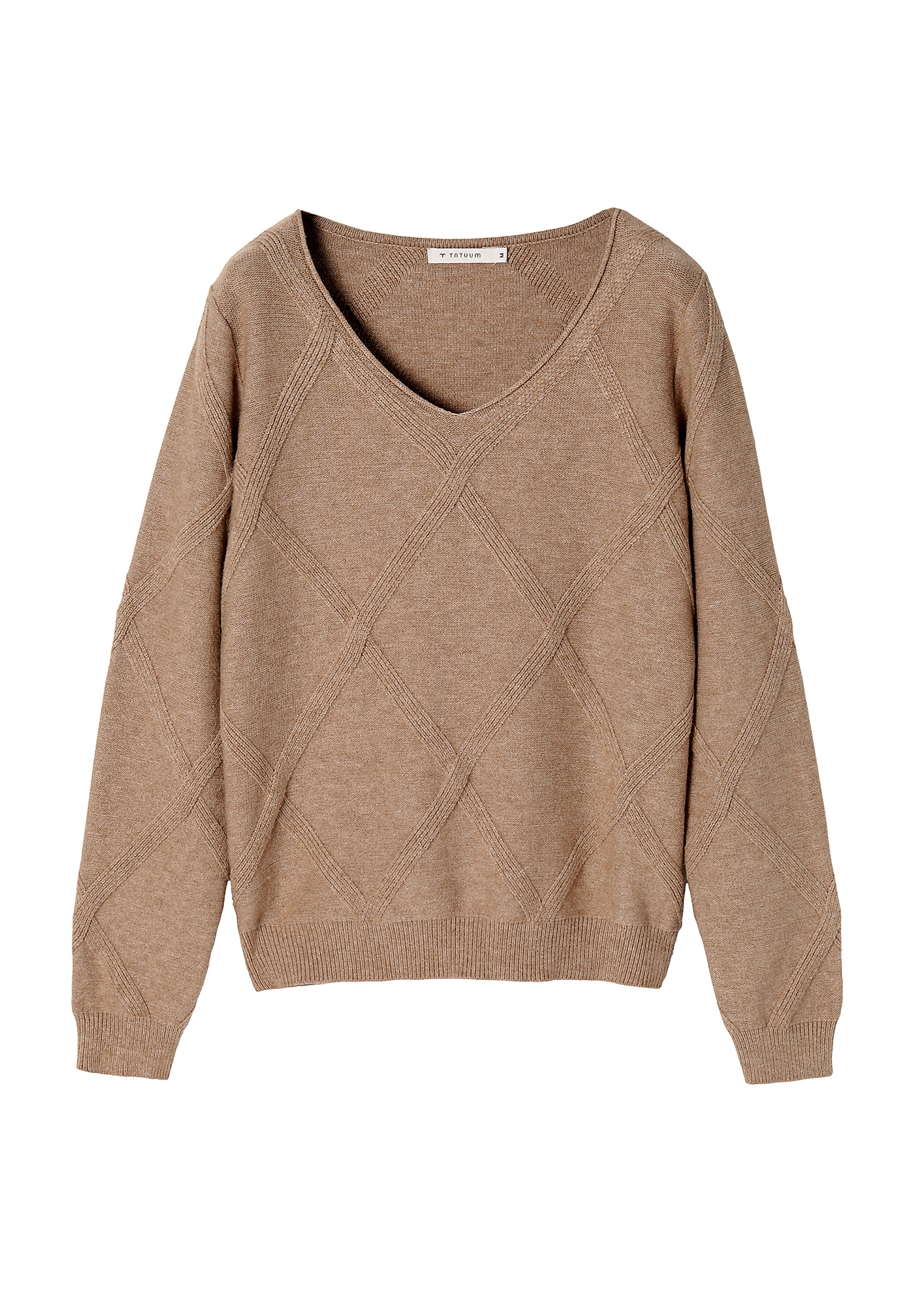 LADIES’ SWEATER WITH DIAMOND PATTERN BUMO LADIES’ SWEATER WITH DIAMOND PATTERN BUMO BEIGE 106310