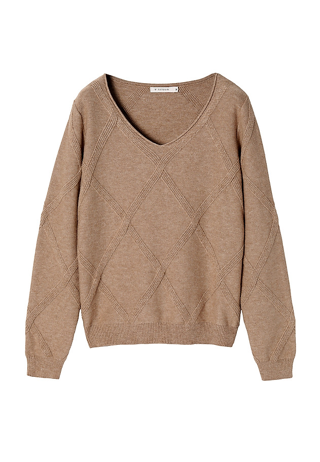 LADIES’ SWEATER WITH DIAMOND PATTERN BUMO LADIES’ SWEATER WITH DIAMOND PATTERN BUMO BEIGE 6