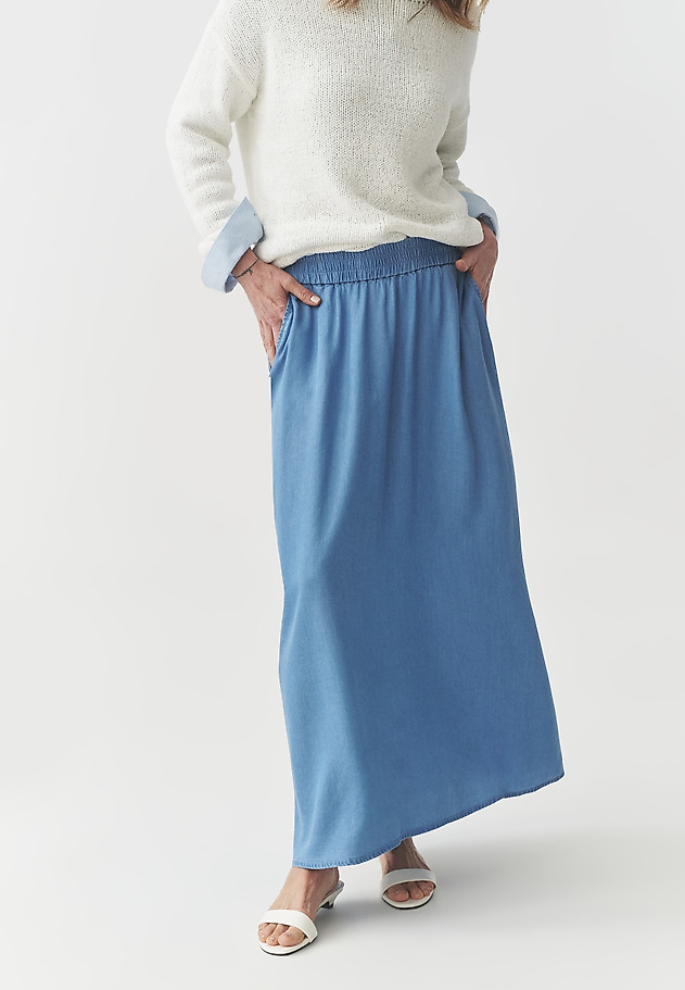 LONG LYOCELL SKIRT — SAND 3 LONG LYOCELL SKIRT — SAND 3 NIEBIESKI 4