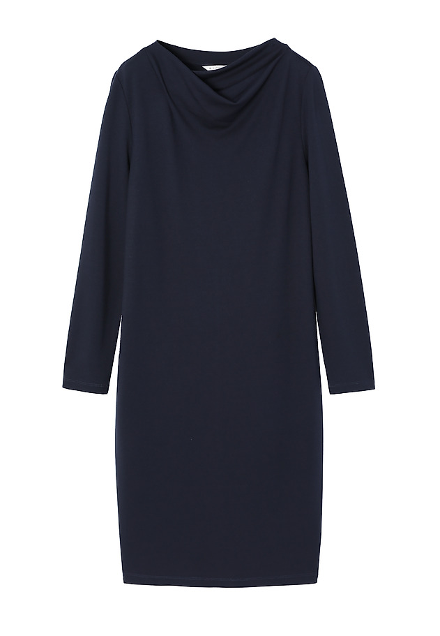 KNITTED LADIES' DRESS WITH A “WATER” NECKLINE — NORIS KNITTED LADIES' DRESS WITH A “WATER” NECKLINE — NORIS GRANATOWY 6