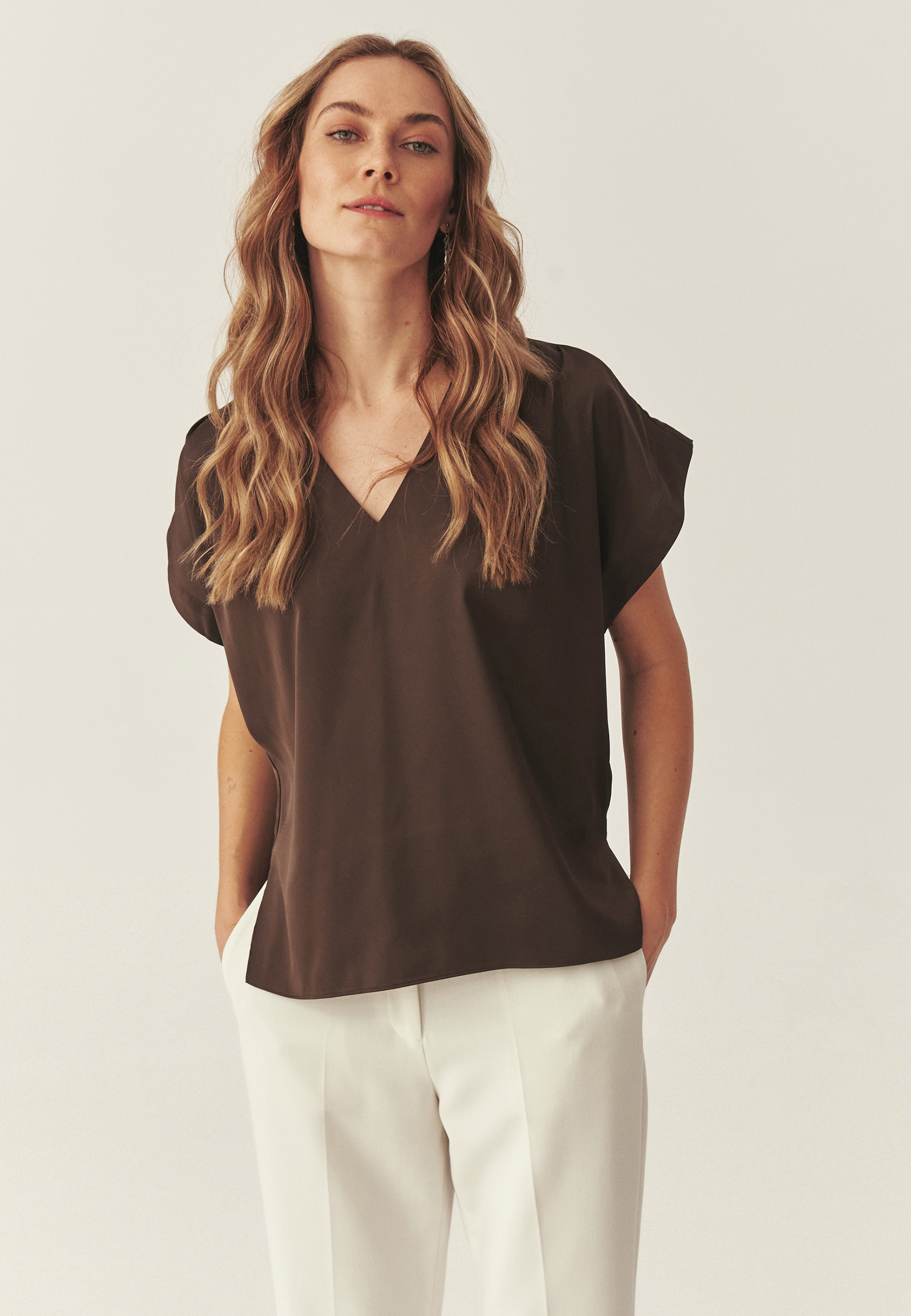 BLUZĂ DIN SATIN, CU MÂNECĂ SCURTĂ - NARIE MARO 2