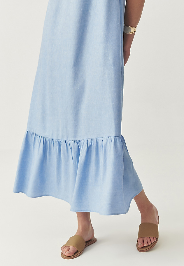 FLARED DRESS WITH LINEN - ESTELLA FLARED DRESS WITH LINEN - ESTELLA NIEBIESKI 4