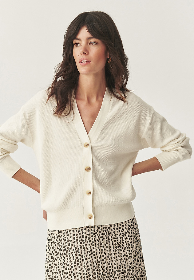 BAVLNENÝ KARDIGÁN - PONKONI BAVLNENÝ KARDIGÁN - PONKONI ECRU 1