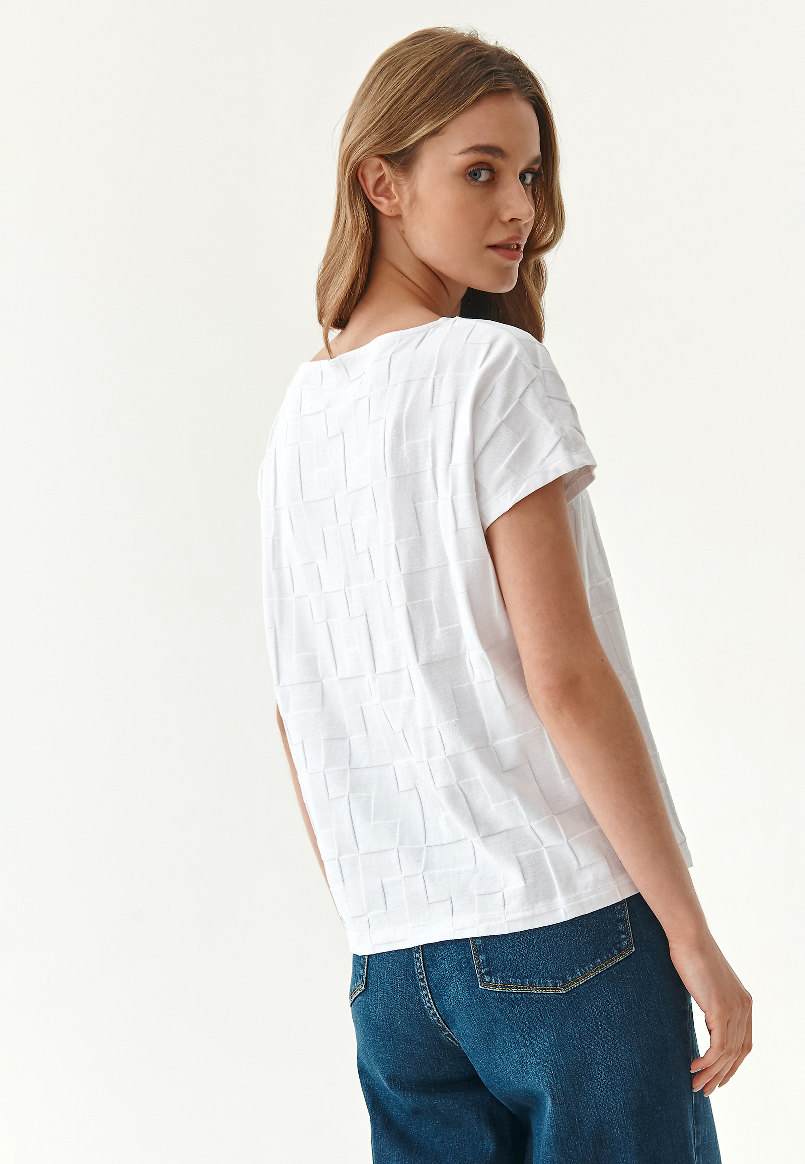 STRUCTURAL KNIT LADIES' BLOUSE AMERIA STRUCTURAL KNIT LADIES' BLOUSE AMERIA WHITE 79863