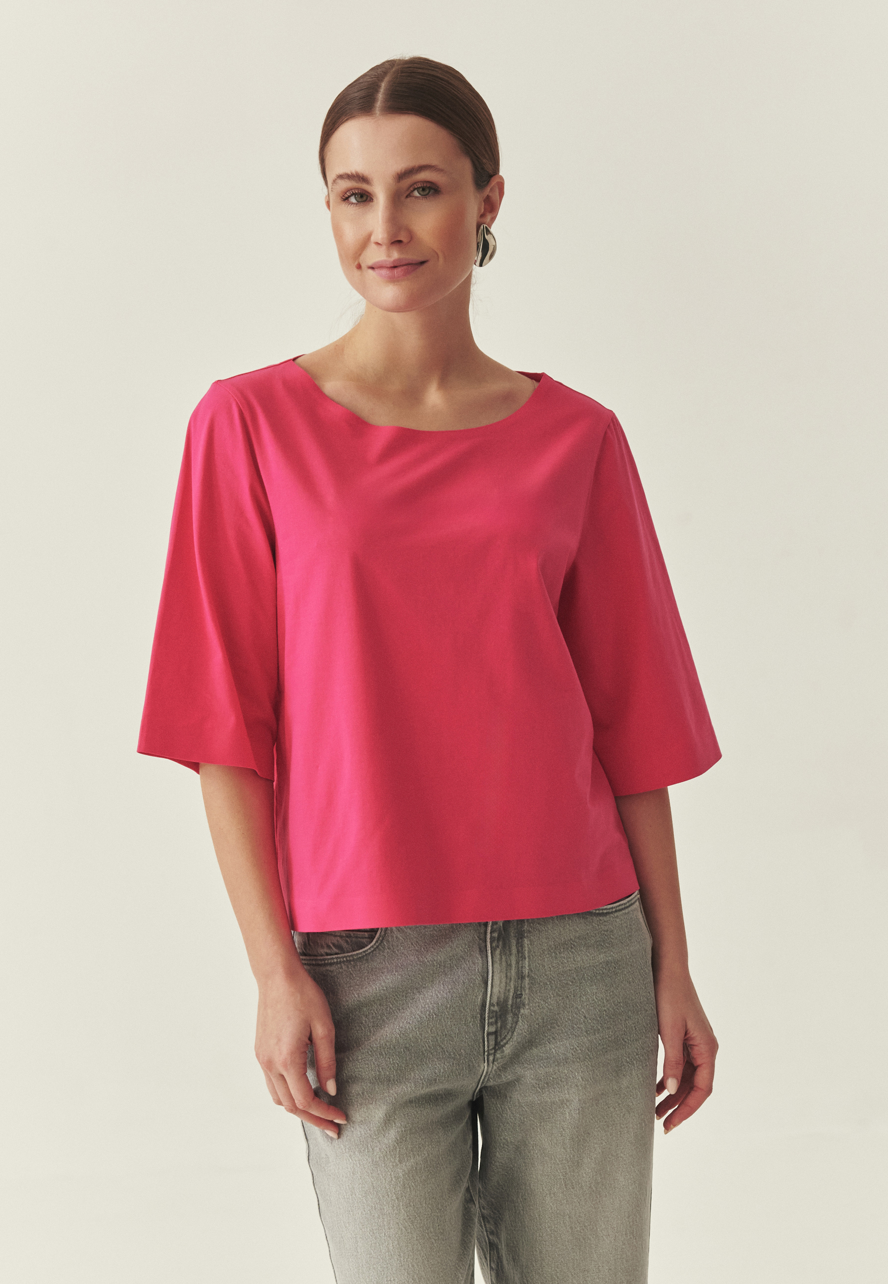 KLASYCZNA BLUZKA Z BAWEŁNĄ - KERO RÓŻOWY 2