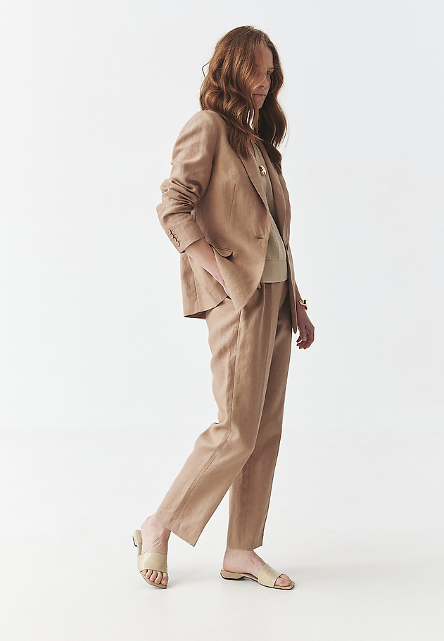 LINEN CAMEL BLAZER - LAMIA 3 LINEN CAMEL BLAZER - LAMIA 3 BEŻOWY 8