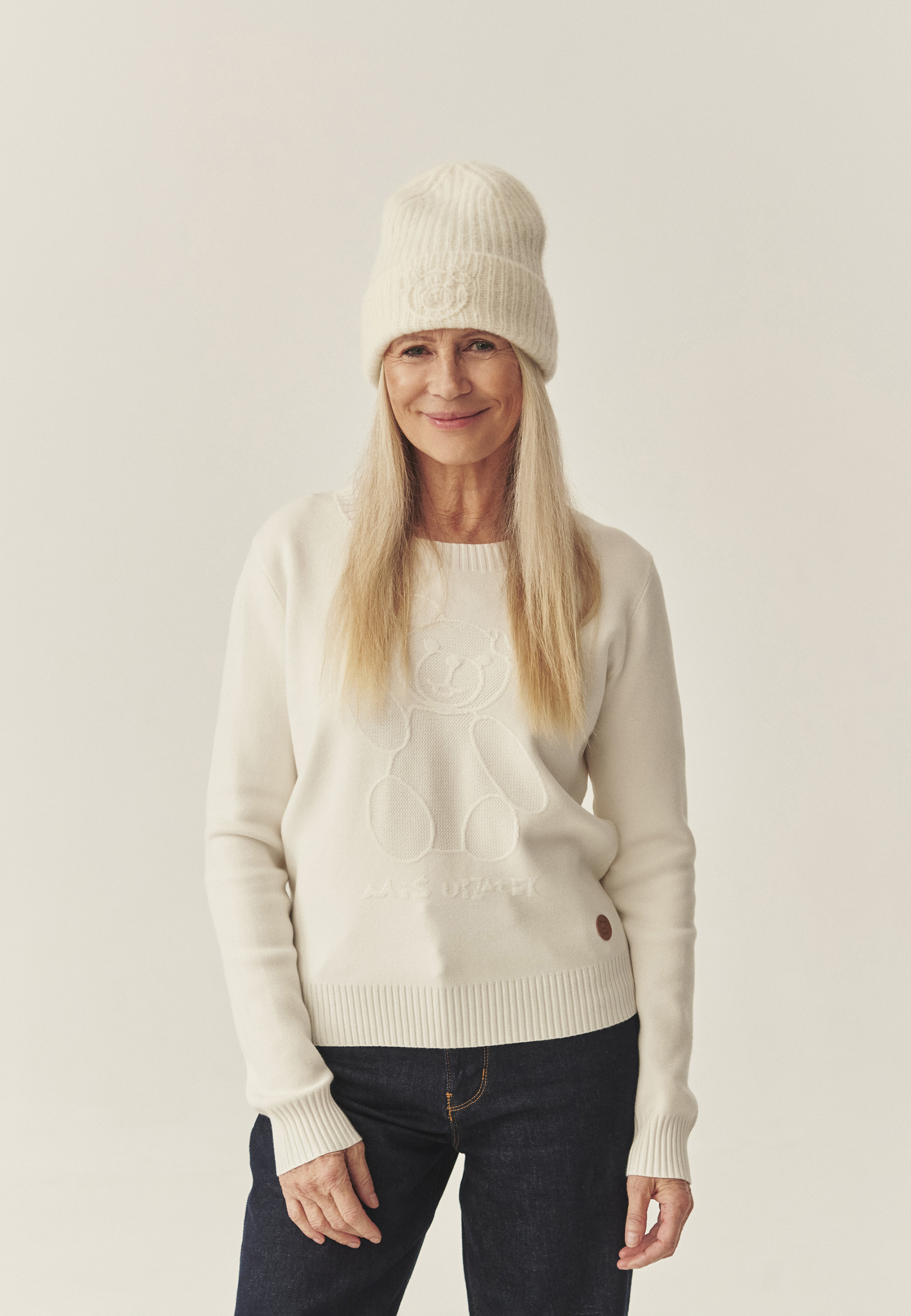 CASUALOWY SWETER Z MISIEM USZATKIEM - CLOUDY ECRU 2