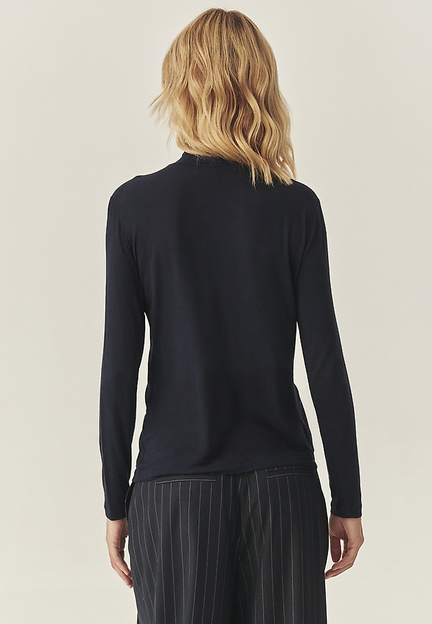 LIGHTWEIGHT GOLF SHIRT WITH CASHMERE AND LENZING™ ECOVERO™ VISCOSE - GREENWICH LIGHTWEIGHT GOLF SHIRT WITH CASHMERE AND LENZING™ ECOVERO™ VISCOSE - GREENWICH NAVY BLUE 2