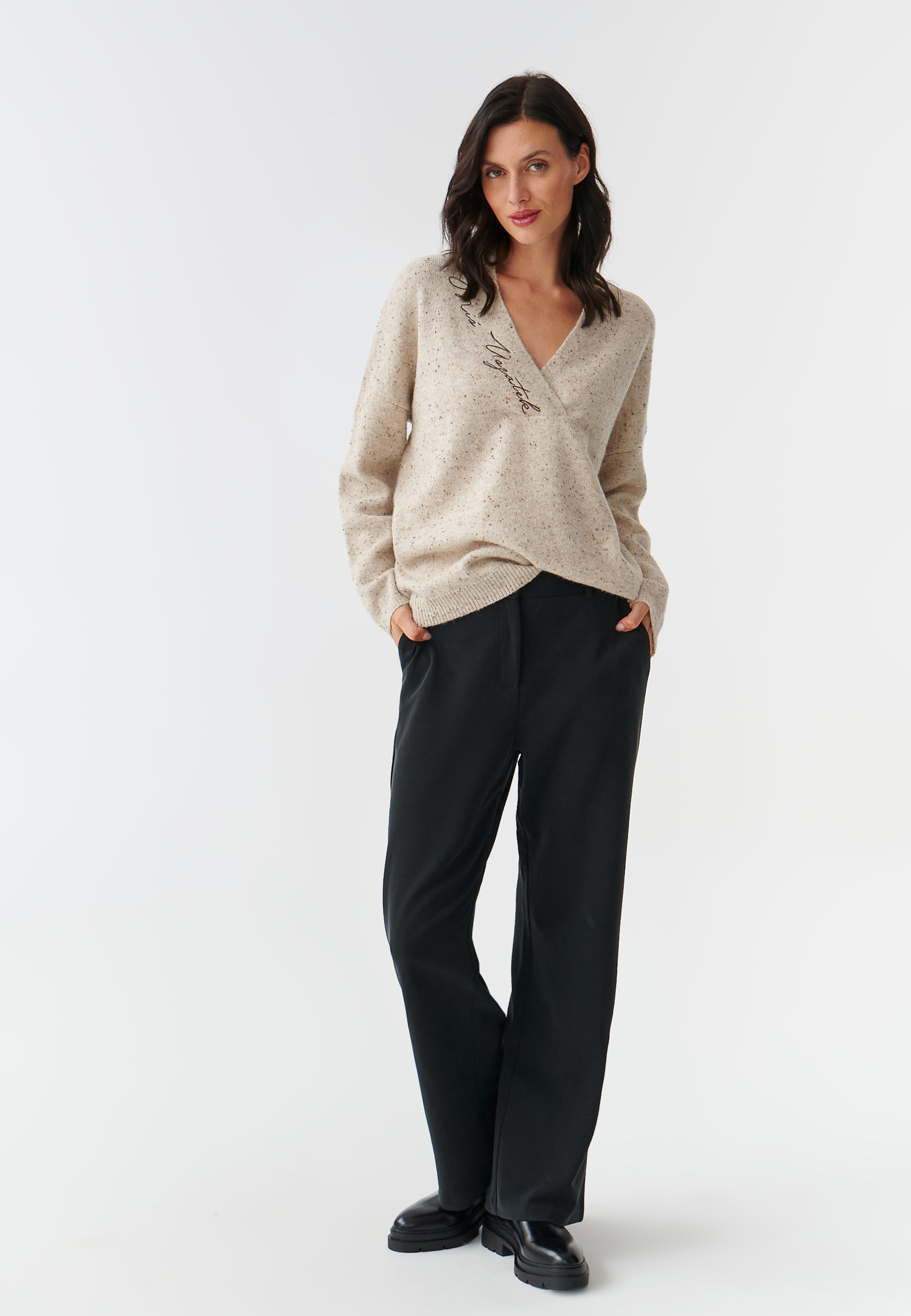 MELANGE LADIES’ SWEATER WITH EMBROIDERY TIKO