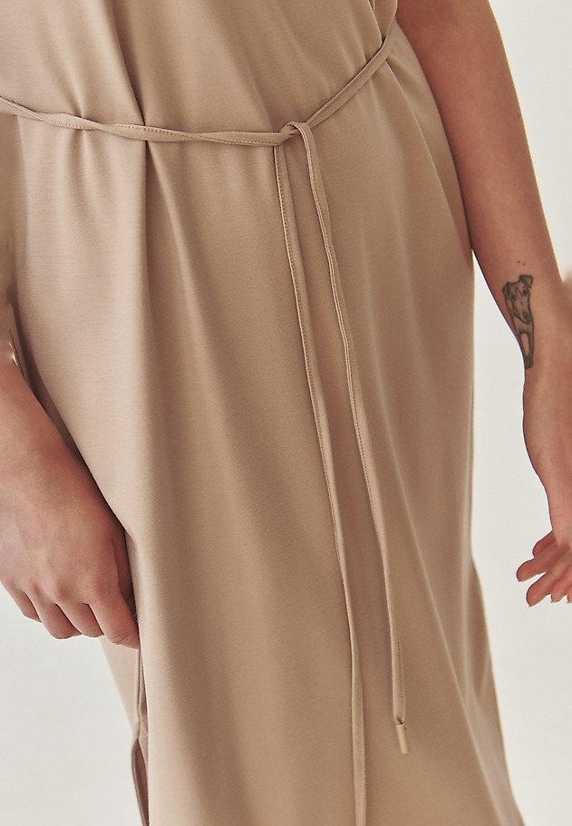 LADIES’ SHORT-SLEEVED SHIRT DRESS WITH ADDITIONAL BELT - ZOYA LADIES’ SHORT-SLEEVED SHIRT DRESS WITH ADDITIONAL BELT - ZOYA BEŻOWY 5