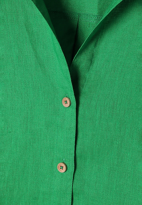 LADIES’ LINEN SHIRT WITH COCONUT BUTTONS - MANDRAGIA 3 GREEN 2