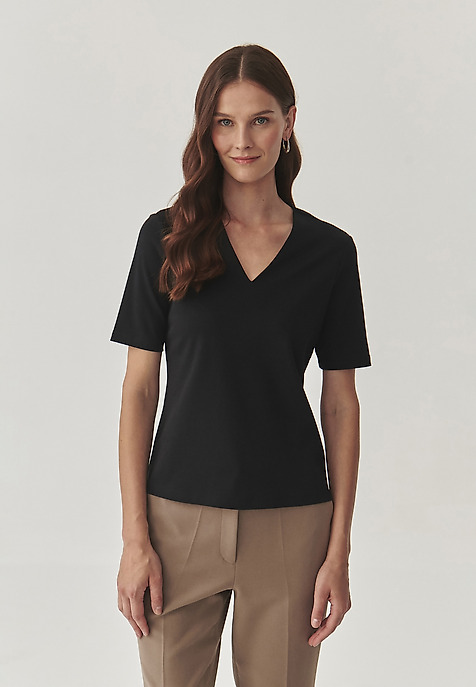 FITTED LADIES’ BLOUSE WITH ELBOW-LENGTH SLEEVES - VICTA BLACK 2