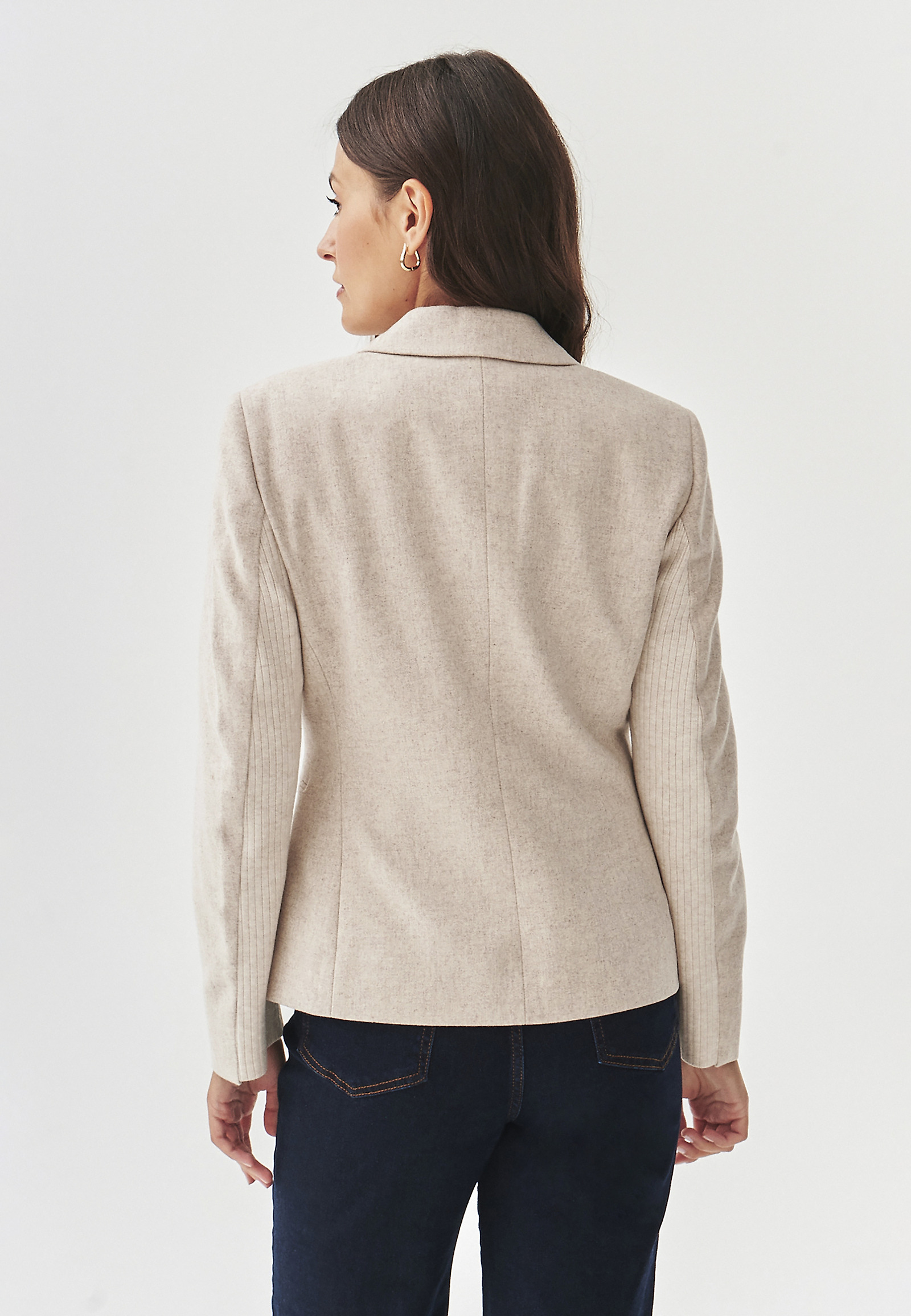 LADIES' FABRIC MELANGE JACKET - SUZIKA LADIES' FABRIC MELANGE JACKET - SUZIKA BEIGE 100834