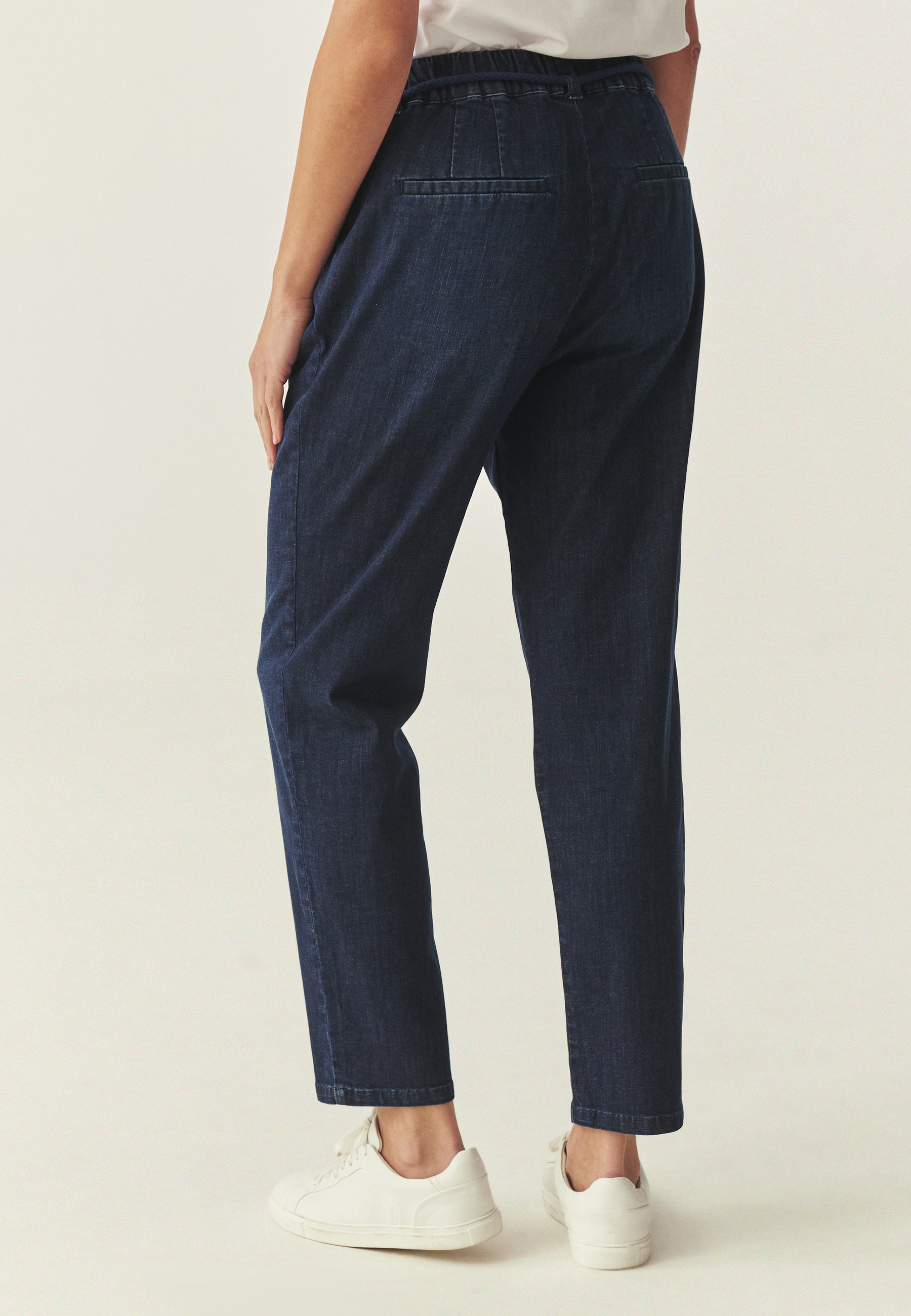 DENIM TROUSERS WITH ELASTIC WAISTBAND - FARAJA NAVY BLUE 2