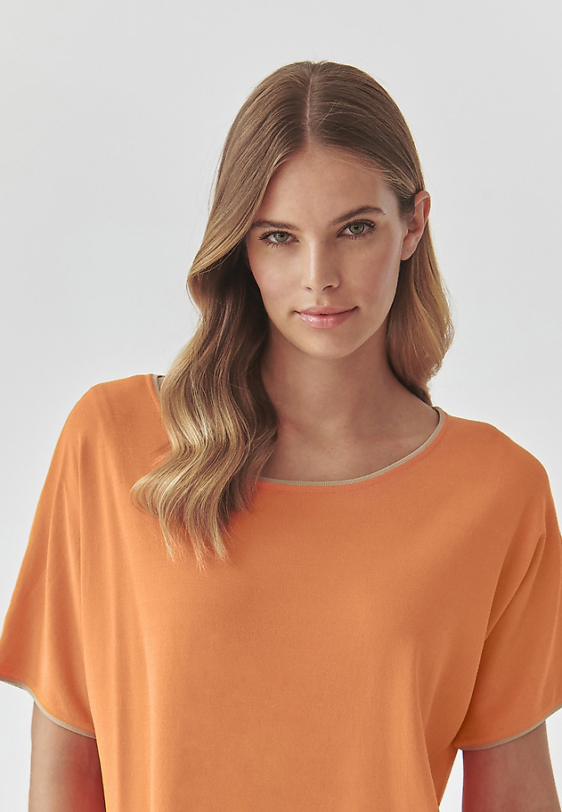 KIMONO BLUZA S KONTRASTNIMI TRAKOVI - ESTETINA KIMONO BLUZA S KONTRASTNIMI TRAKOVI - ESTETINA ORANŽNA 1