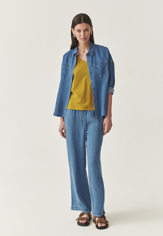 PANTALONI LARGI DIN LYOCELL - NIMI PANTALONI LARGI DIN LYOCELL - NIMI ALBASTRU 2