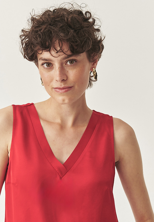 SLEEVELESS SATIN BLOUSE - SENNA SLEEVELESS SATIN BLOUSE - SENNA RED 3