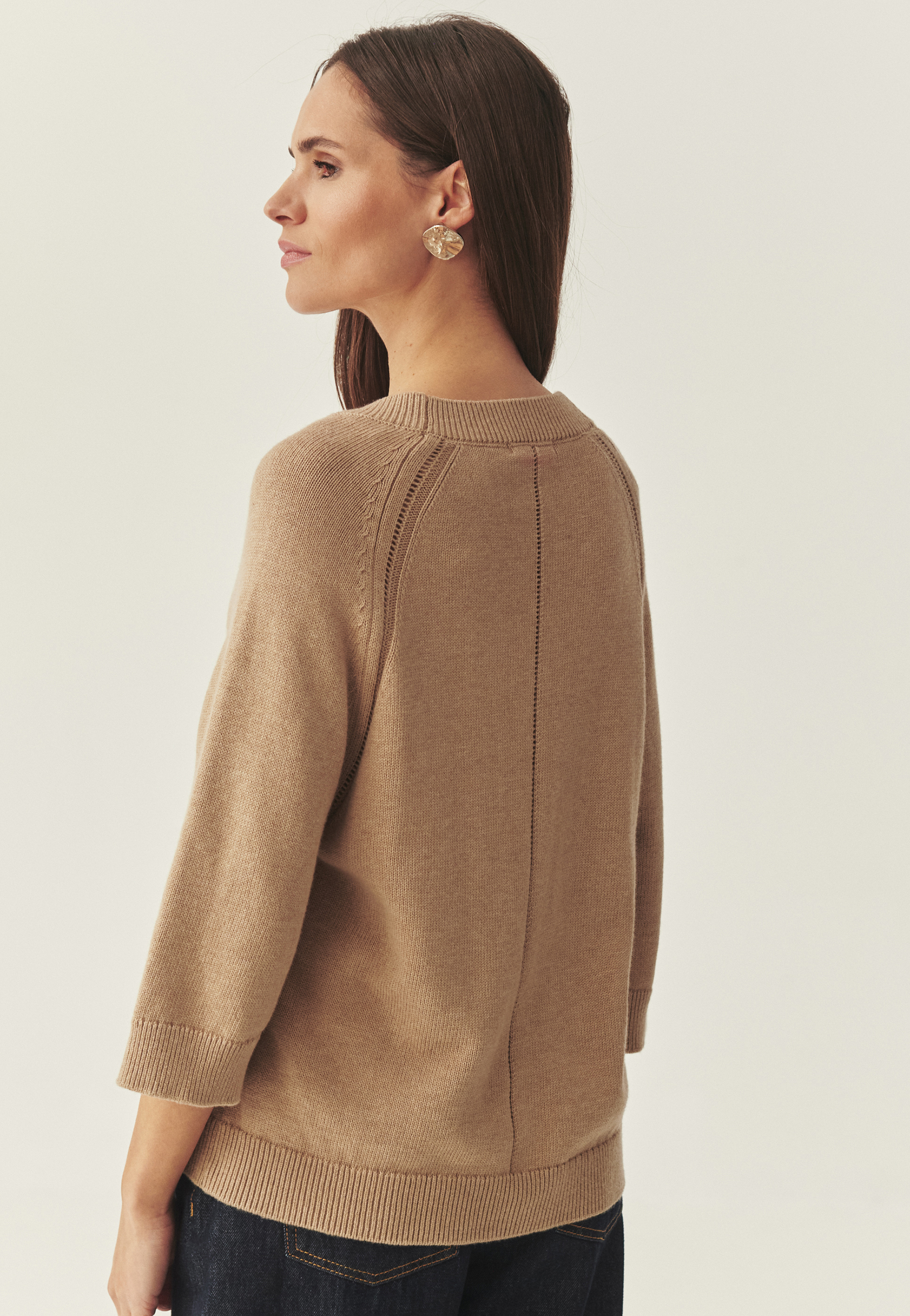 LUŹNY KARDIGAN Z SZEROKIM RĘKAWEM - ELIJO BEŻOWY 2