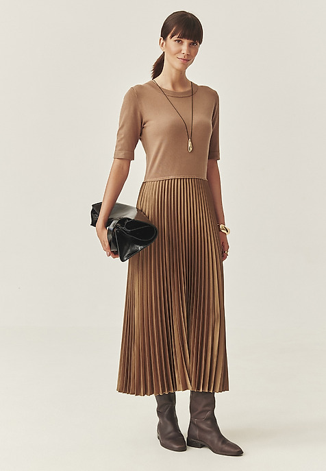 ZLEPENÉ MIDI ŠATY - MARIGENTA BÉŽOVÁ 2