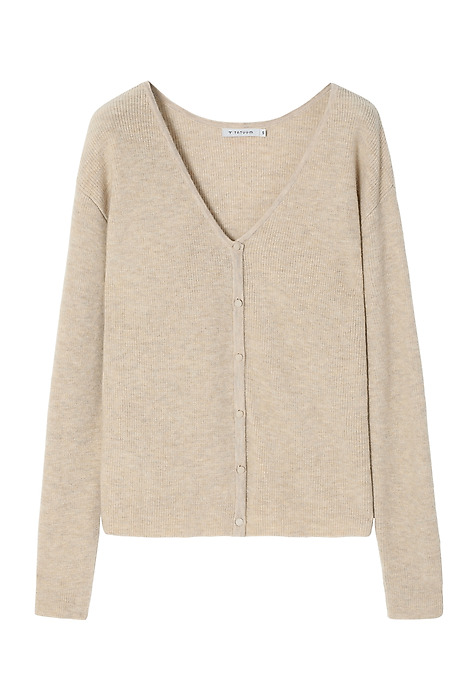 LADIES' UNBUTTONED JUMPER IN MERINO WOOL — ELLA BEIGE 2