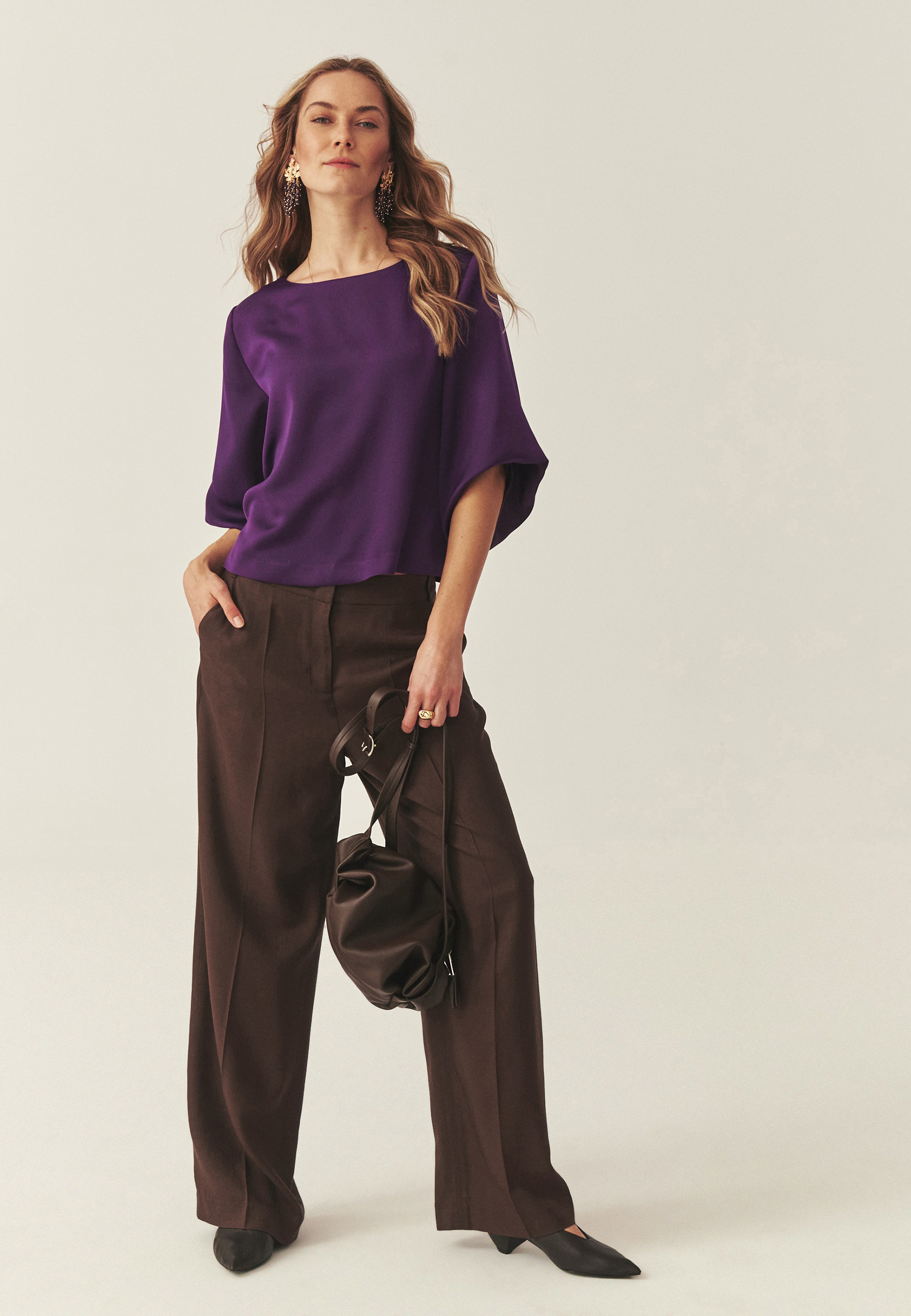 bluzka damska tkaninowa LAMA FIOLETOWY 2