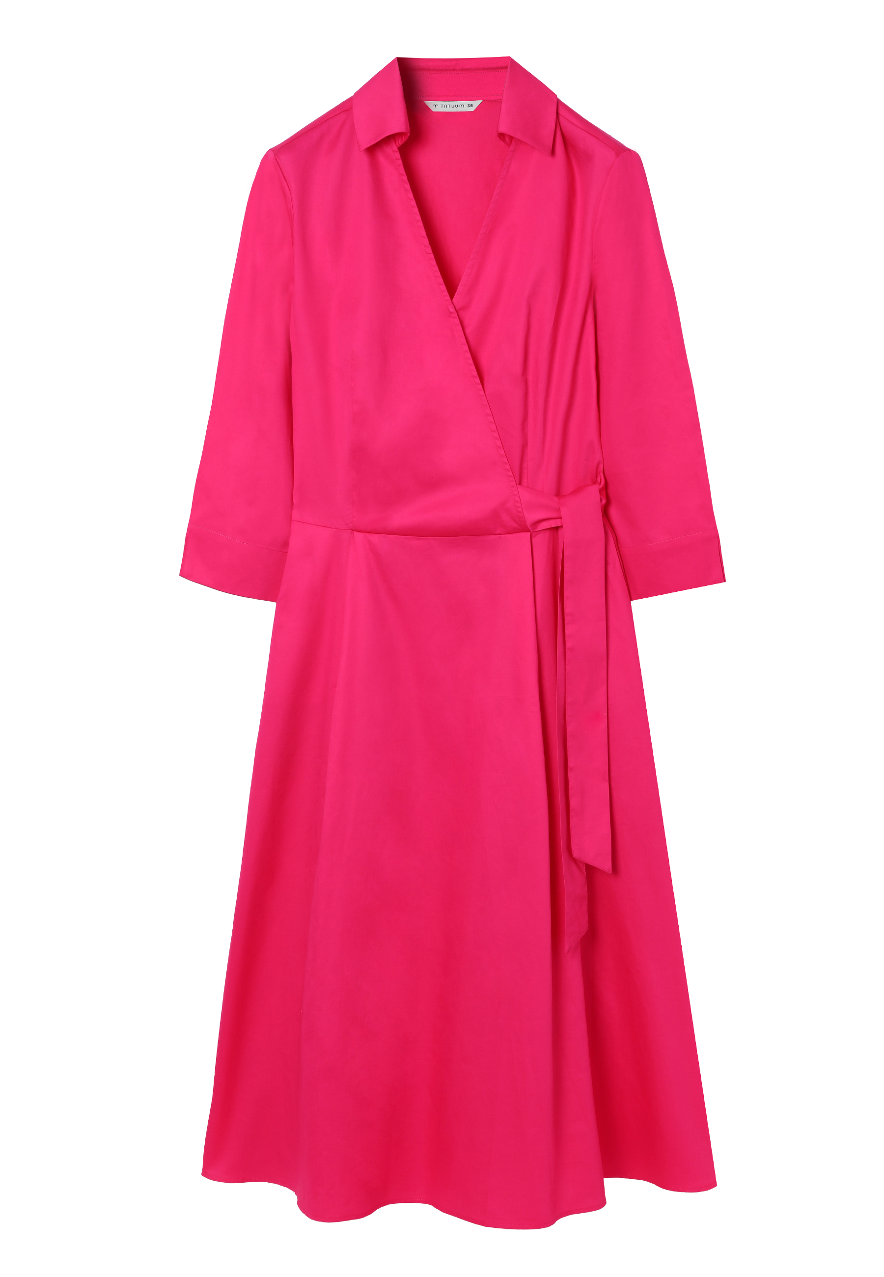 BAWEŁNIANA SUKIENKA Z KOPERTOWYM DEKOLTEM - TANIKI Z RÓŻOWY 2