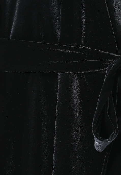 LADIES’ VELVET DRESS WITH A TIE VELVI BLACK 2