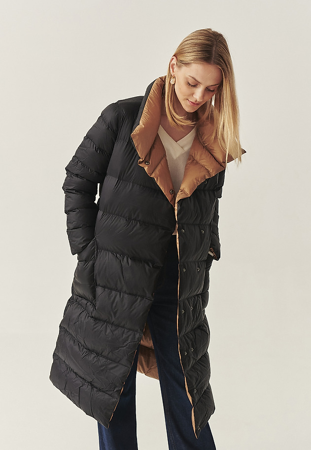 DOWN COAT WITH STAND-UP COLLAR - AKO DOWN COAT WITH STAND-UP COLLAR - AKO BLACK 1