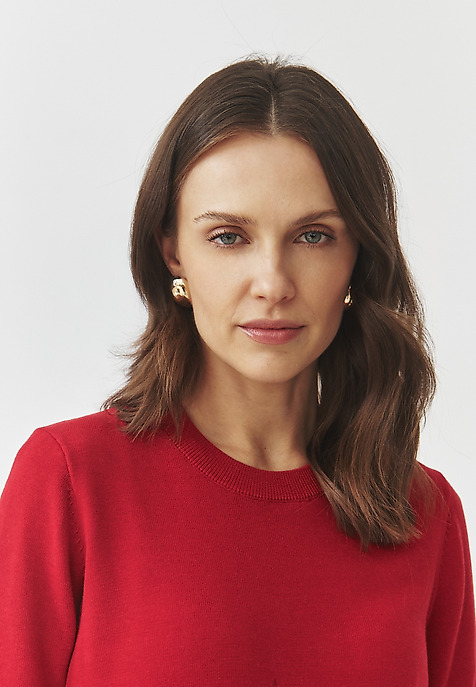 CLASSIC JUMPER IN VISCOSE-COTTON YARN — AUGUST 3 RED 2
