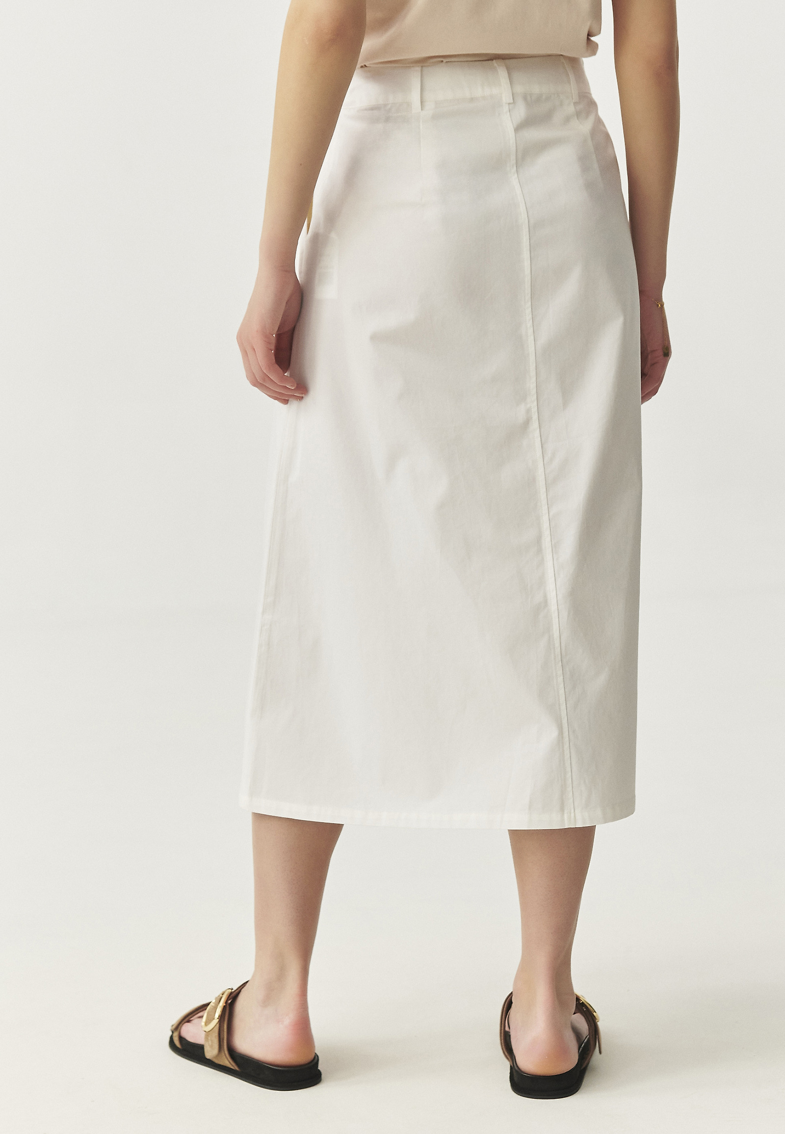 COTTON MIDI SKIRT - PO 2 COTTON MIDI SKIRT - PO 2 WHITE 111921
