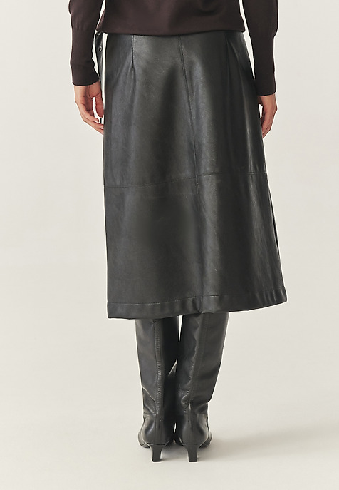 IMITATION LEATHER MIDI SKIRT - SKINO 1 BLACK 2