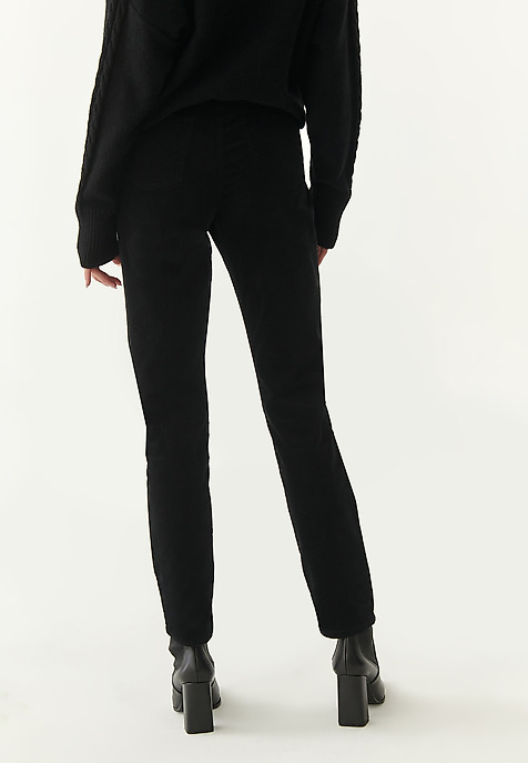 PANTALONI DE DAMĂ, DIN MICRO-CATIFEA TRIKSI NEGRU 2