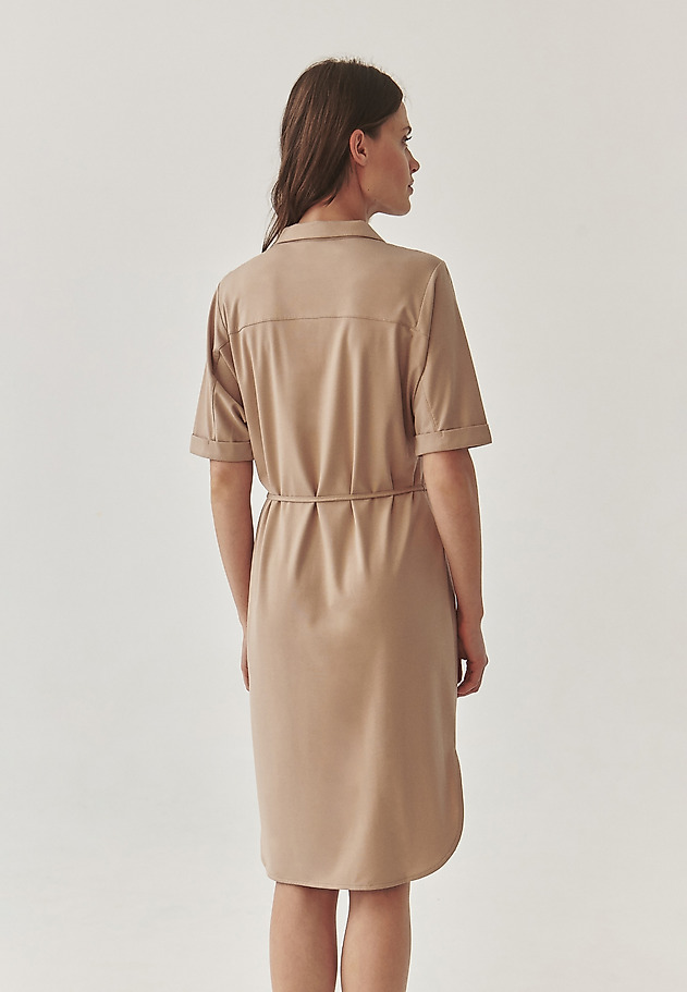 LADIES’ SHORT-SLEEVED SHIRT DRESS WITH ADDITIONAL BELT - ZOYA LADIES’ SHORT-SLEEVED SHIRT DRESS WITH ADDITIONAL BELT - ZOYA BEŻOWY 3