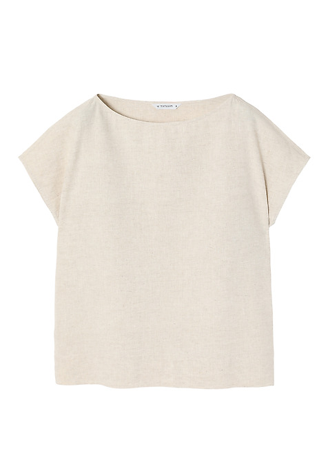 LADIES’ LINEN BLOUSE WITH SHORT SLEEVES - OMA BEIGE 2