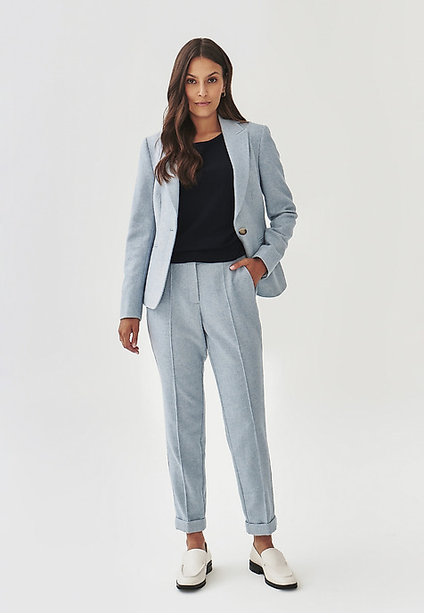 TKANINOWY ŻAKIET DAMSKI W JODEŁKĘ  - AGNES NIEBIESKI 2