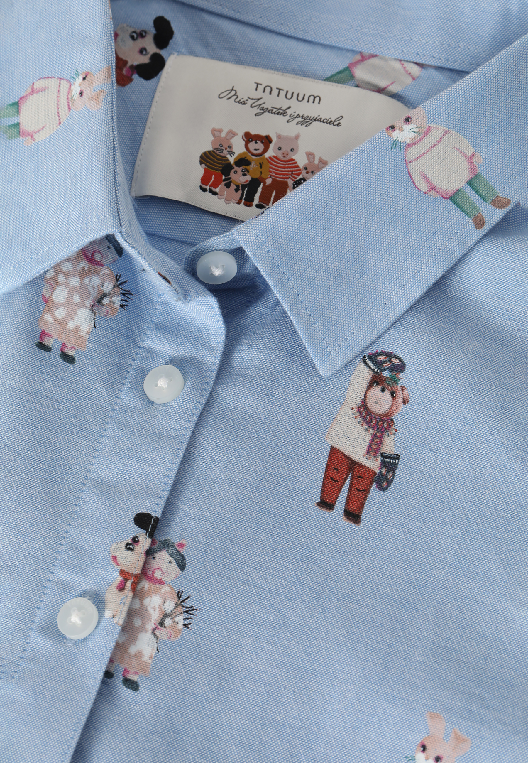 CĂMAȘĂ DE DAMĂ DIN ȚESĂTURĂ CU IMPRIMEU CU URSULEȚUL URECHI-LĂSATE EDNA