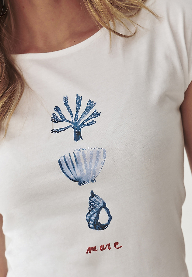 LADIES’ COTTON T-SHIRT IN MARINE PRINT - AMANDA 4 LADIES’ COTTON T-SHIRT IN MARINE PRINT - AMANDA 4 WHITE 4