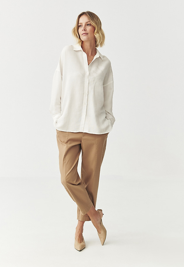 CASUAL SHIRT IN LINEN AND VISCOSE — JENNA CASUAL SHIRT IN LINEN AND VISCOSE — JENNA ECRU 2