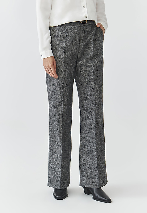 TKANINOWE SPODNIE DAMSKIE Z KANTEM I SZEROKĄ NOGAWKĄ — RELAKINA MULTIKOLOR 2